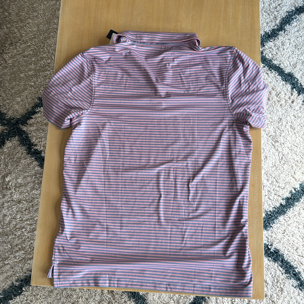 NEW J. Crew Pink and Blue Striped Performance Men’s Polo Shirt - Picture 3 of 8